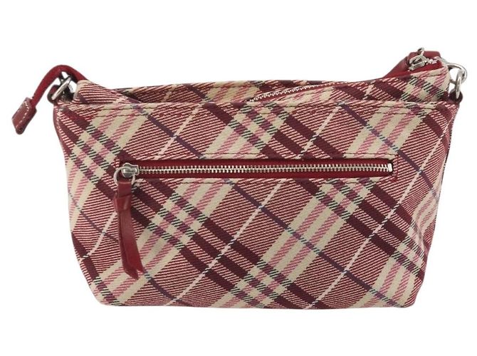 Borsa a tracolla BURBERRY Nova Check Blue Label in tela rossa e argento autentica 195702A Rosso - vista 2
