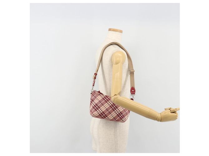 Borsa a tracolla BURBERRY Nova Check Blue Label in tela rossa e argento autentica 195702A Rosso - vista 23