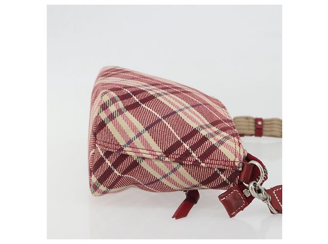 Borsa a tracolla BURBERRY Nova Check Blue Label in tela rossa e argento autentica 195702A Rosso - vista 3