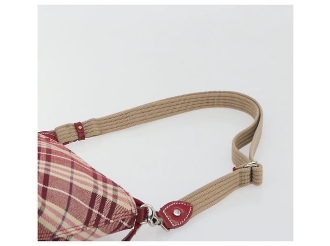 Borsa a tracolla BURBERRY Nova Check Blue Label in tela rossa e argento autentica 195702A Rosso - vista 8