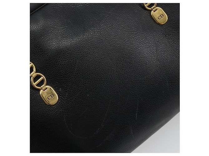 Borsa Tote Christian Dior Pelle Nero Oro Auth 195576A D'oro - vista 10