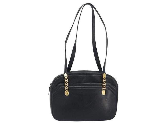 Borsa Tote Christian Dior Pelle Nero Oro Auth 195576A D'oro - vista 13