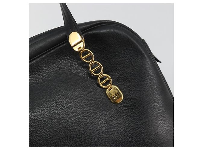 Borsa Tote Christian Dior Pelle Nero Oro Auth 195576A D'oro - vista 17