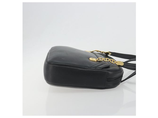 Borsa Tote Christian Dior Pelle Nero Oro Auth 195576A D'oro - vista 3