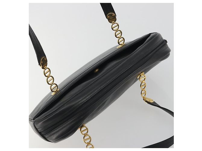 Borsa Tote Christian Dior Pelle Nero Oro Auth 195576A D'oro - vista 6