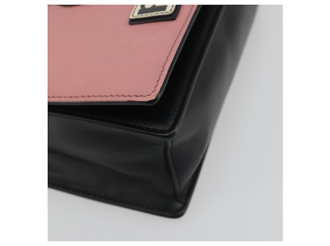 Borsa a tracolla con catena PRADA pelle Saffiano Rosa Argento Auth 195095A - vista 16