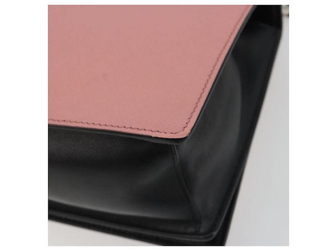 Borsa a tracolla con catena PRADA pelle Saffiano Rosa Argento Auth 195095A - vista 17