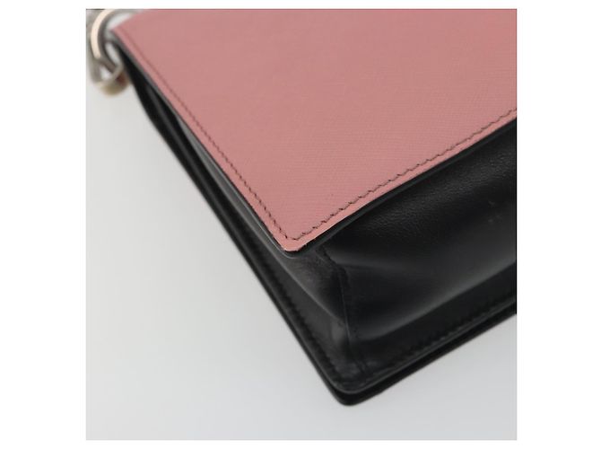 Borsa a tracolla con catena PRADA pelle Saffiano Rosa Argento Auth 195095A - vista 18