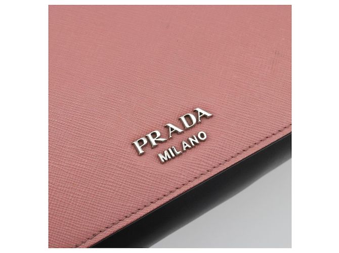 Borsa a tracolla con catena PRADA pelle Saffiano Rosa Argento Auth 195095A - vista 19