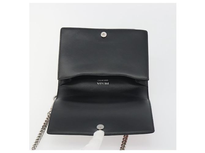 Borsa a tracolla con catena PRADA pelle Saffiano Rosa Argento Auth 195095A - vista 21