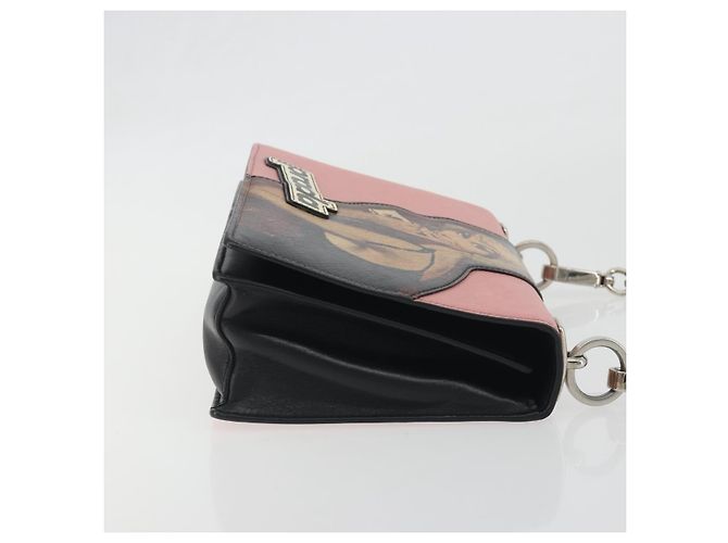 Borsa a tracolla con catena PRADA pelle Saffiano Rosa Argento Auth 195095A - vista 3