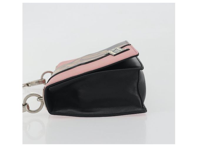 Borsa a tracolla con catena PRADA pelle Saffiano Rosa Argento Auth 195095A - vista 4