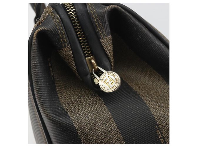 Pequin Borsa Boston in tela Pecan FENDI PVC Nero Marrone Auth 195590 - vista 10