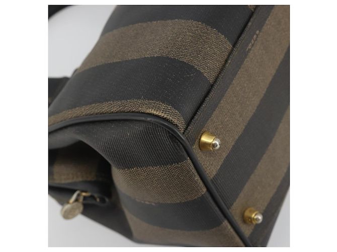 Pequin Borsa Boston in tela Pecan FENDI PVC Nero Marrone Auth 195590 - vista 14