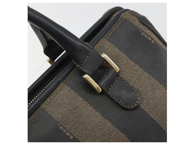 Pequin Borsa Boston in tela Pecan FENDI PVC Nero Marrone Auth 195590 - vista 17
