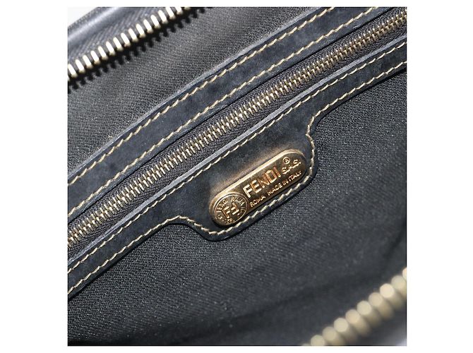 Pequin Borsa Boston in tela Pecan FENDI PVC Nero Marrone Auth 195590 - vista 18