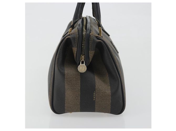Pequin Borsa Boston in tela Pecan FENDI PVC Nero Marrone Auth 195590 - vista 4