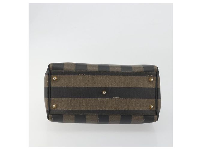 Pequin Borsa Boston in tela Pecan FENDI PVC Nero Marrone Auth 195590 - vista 5