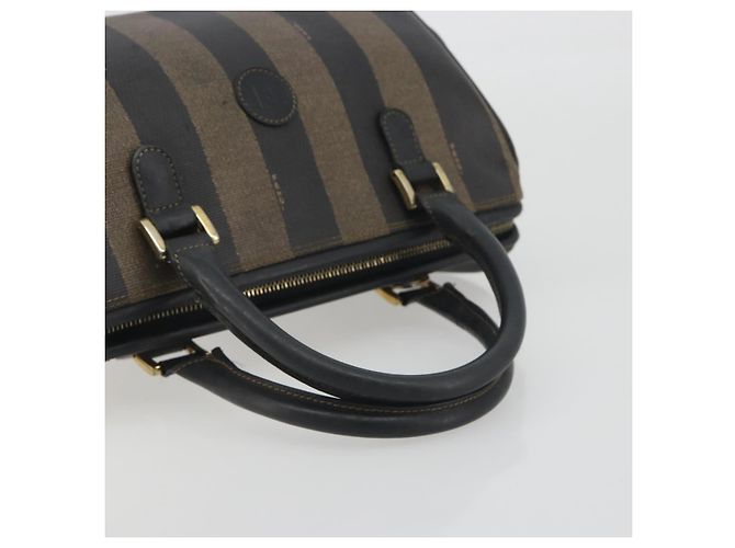 Pequin Borsa Boston in tela Pecan FENDI PVC Nero Marrone Auth 195590 - vista 7