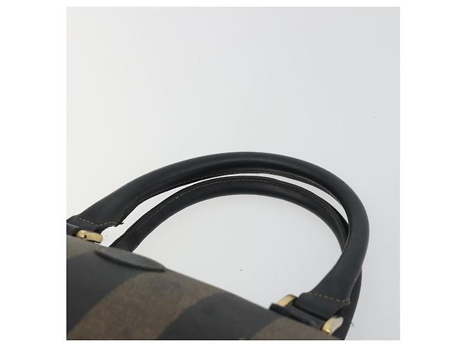 Pequin Borsa Boston in tela Pecan FENDI PVC Nero Marrone Auth 195590 - vista 8