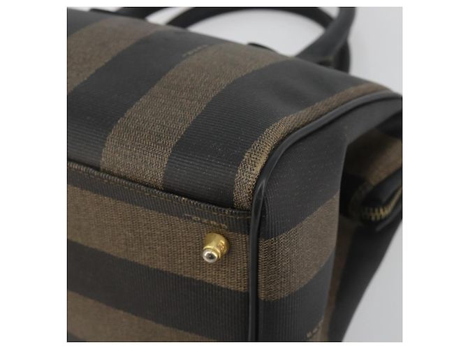 Pequin Borsa Boston in tela Pecan FENDI PVC Nero Marrone Auth 195590 - vista 9