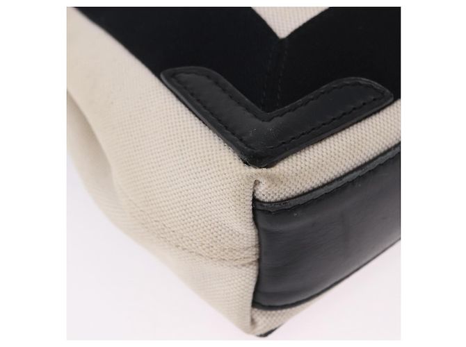Borsa Cabas XS BALENCIAGA in tela e pelle bianca, blu navy e argento 390346 Auth ka5679 Bianco - vista 10