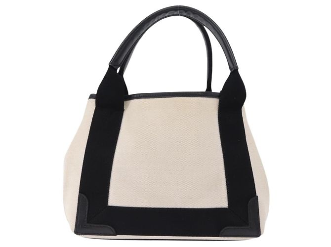 Borsa Cabas XS BALENCIAGA in tela e pelle bianca, blu navy e argento 390346 Auth ka5679 Bianco - vista 2
