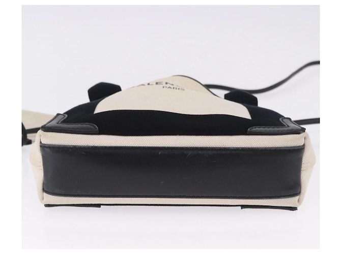 Borsa Cabas XS BALENCIAGA in tela e pelle bianca, blu navy e argento 390346 Auth ka5679 Bianco - vista 5
