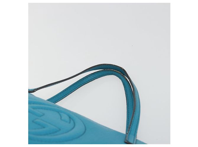 Borsa a mano GUCCI Soho in pelle blu argento 340618 Auth 194286A - vista 14