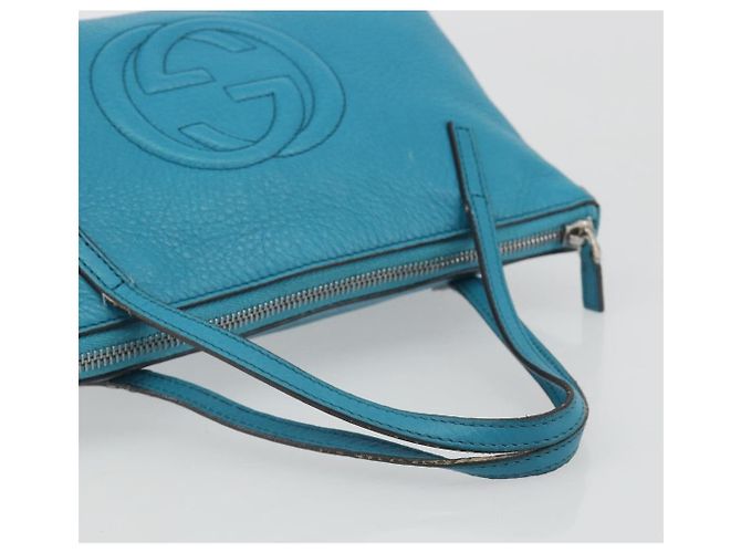 Borsa a mano GUCCI Soho in pelle blu argento 340618 Auth 194286A - vista 7