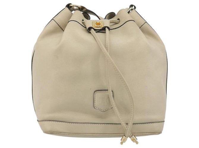 16 Céline Borsa a tracolla CELINE in pelle beige e oro Auth 194372 D'oro - vista 13