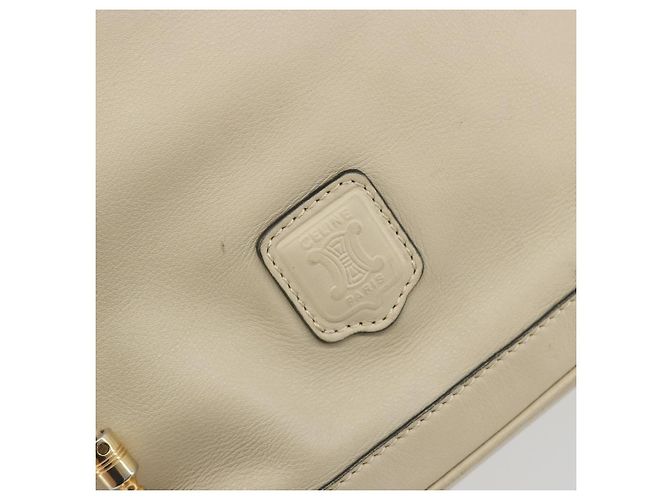 16 Céline Borsa a tracolla CELINE in pelle beige e oro Auth 194372 D'oro - vista 17