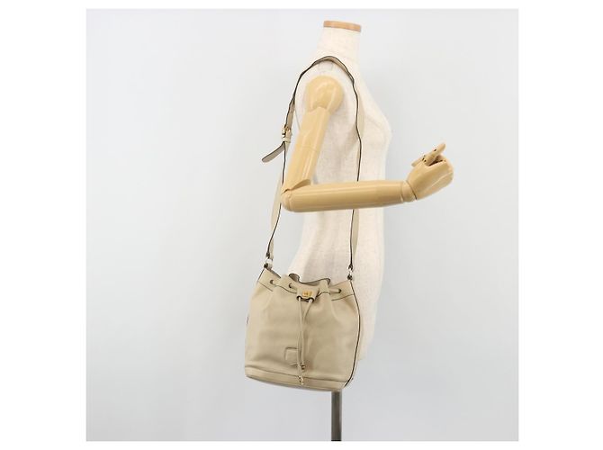 16 Céline Borsa a tracolla CELINE in pelle beige e oro Auth 194372 D'oro - vista 23