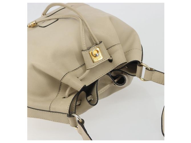 16 Céline Borsa a tracolla CELINE in pelle beige e oro Auth 194372 D'oro - vista 6