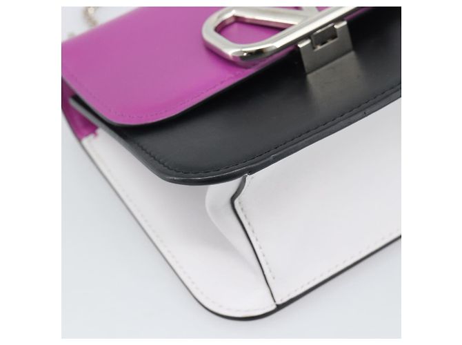 Borsa a Spalla in Pelle VALENTINO 2 in 1 Viola Argento Auth 196036A Porpora - vista 14