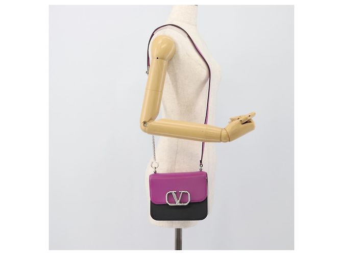 Borsa a Spalla in Pelle VALENTINO 2 in 1 Viola Argento Auth 196036A Porpora - vista 22