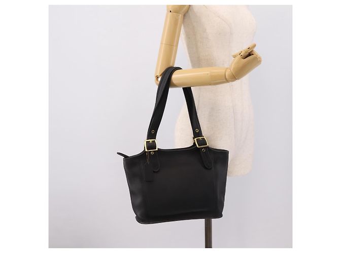 Borsa a tracolla Coach in pelle nera e oro Auth 193995 Nero D'oro - vista 22