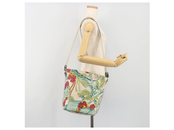 Borsa a tracolla LOEWE Canvas Gray Silver Auth 196295 Beige D'oro - vista 22