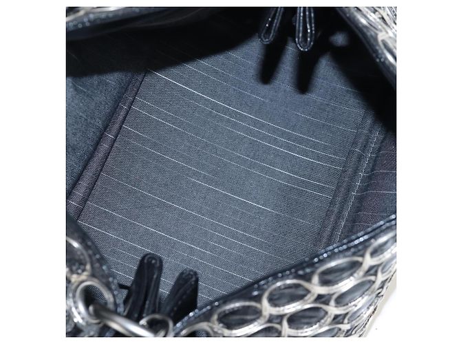 Borsa a tracolla con catena CHANEL Vernice Nero Argento CC Auth BA14739 - vista 10