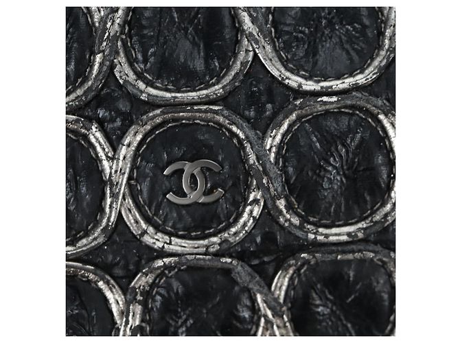 Borsa a tracolla con catena CHANEL Vernice Nero Argento CC Auth BA14739 - vista 18