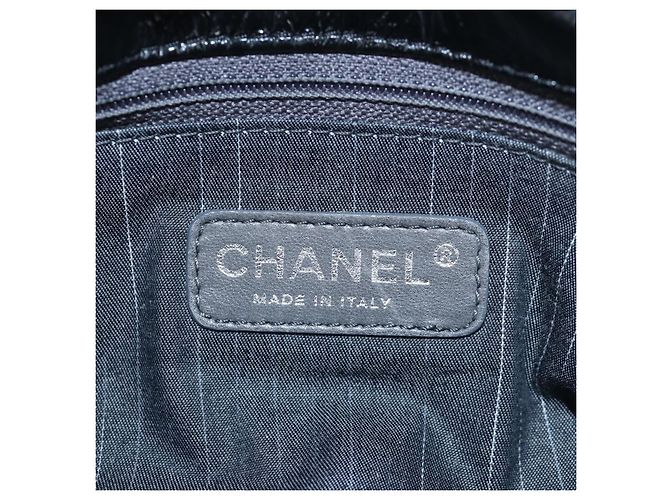 Borsa a tracolla con catena CHANEL Vernice Nero Argento CC Auth BA14739 - vista 20