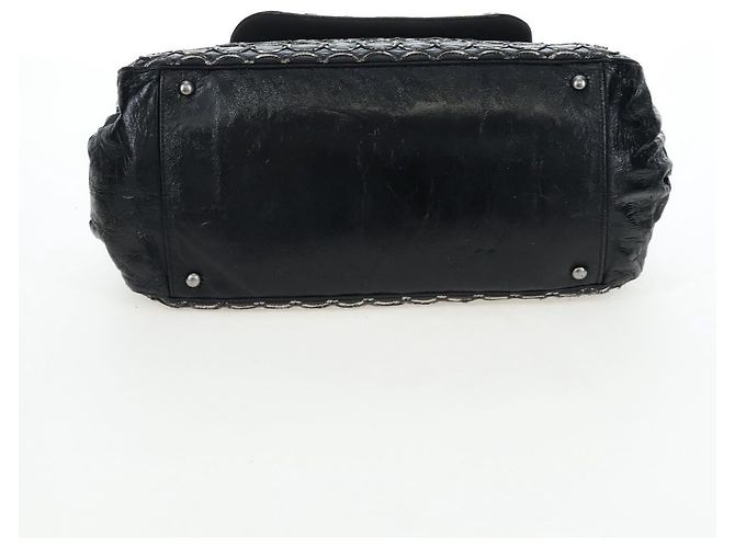 Borsa a tracolla con catena CHANEL Vernice Nero Argento CC Auth BA14739 - vista 5