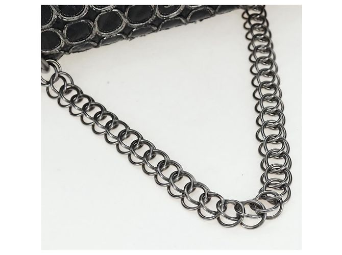 Borsa a tracolla con catena CHANEL Vernice Nero Argento CC Auth BA14739 - vista 7