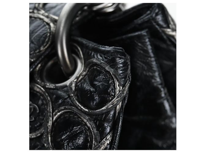 Borsa a tracolla con catena CHANEL Vernice Nero Argento CC Auth BA14739 - vista 9