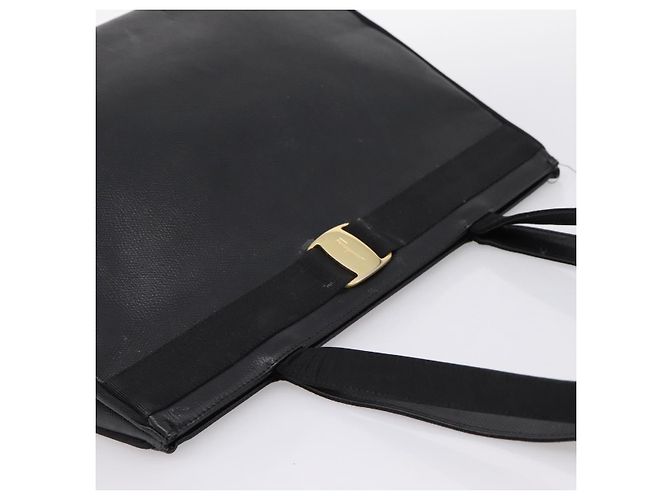 Borsa Tote Salvatore Ferragamo Vala in pelle nera e oro Auth 196268 Nero D'oro - vista 6