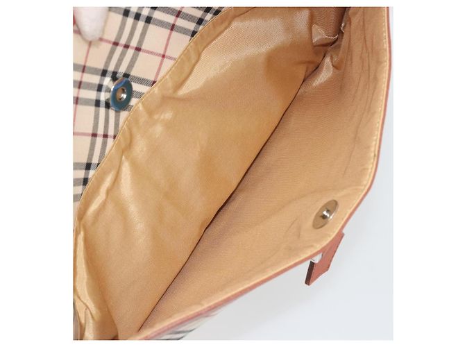Borsa a tracolla BURBERRY Nova Check Canvas Beige Arancione Auth 195441V - vista 12