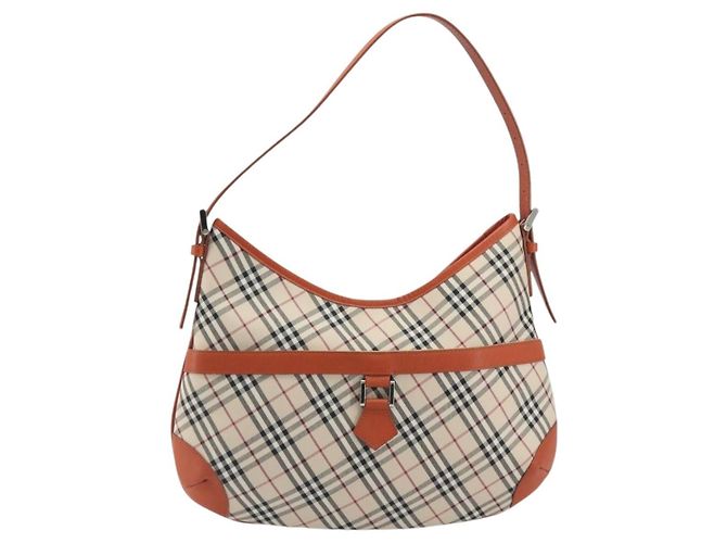 Borsa a tracolla BURBERRY Nova Check Canvas Beige Arancione Auth 195441V - vista 13