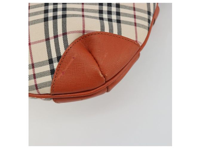Borsa a tracolla BURBERRY Nova Check Canvas Beige Arancione Auth 195441V - vista 15