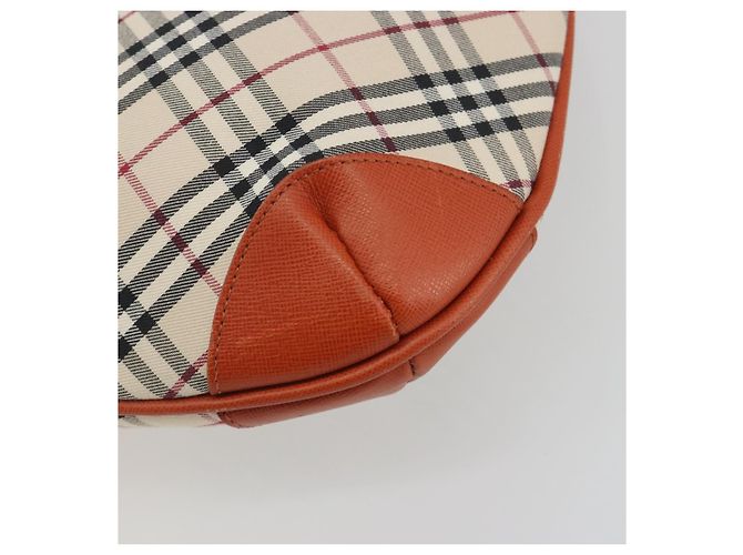 Borsa a tracolla BURBERRY Nova Check Canvas Beige Arancione Auth 195441V - vista 16