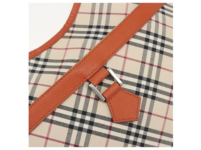 Borsa a tracolla BURBERRY Nova Check Canvas Beige Arancione Auth 195441V - vista 17